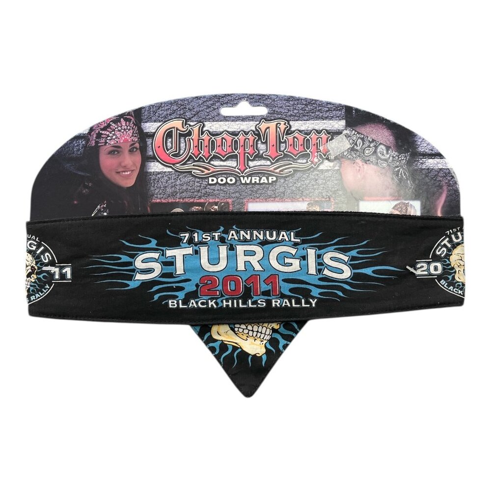 Vintage Sturgis 2011 Chop Top Doo Wrap Headband Black Hills Rally Open Top